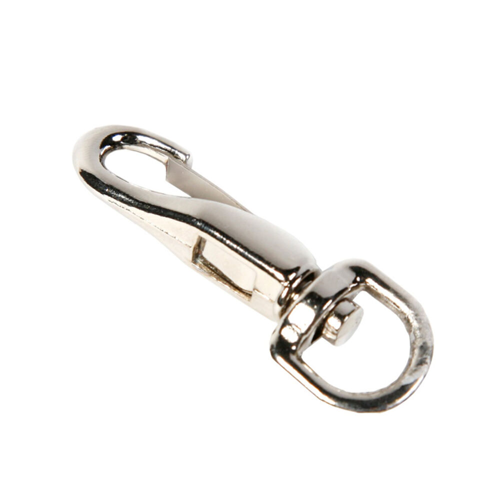 image of Swivel Round Eye Spring Snap, 2-5/8-Inch with 1/2-Inch Eye, Nickel Finish, 2-Piece