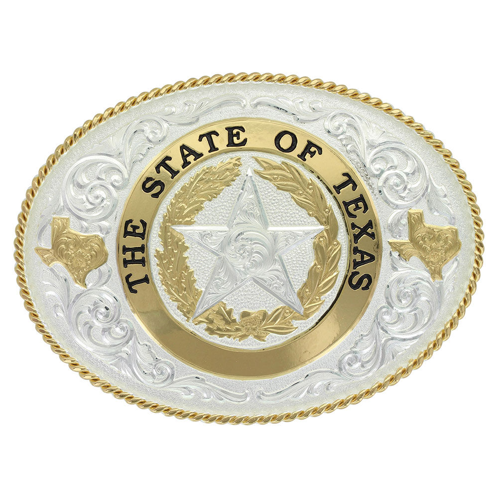 image of State of Texas Star Seal Western Belt Buckle