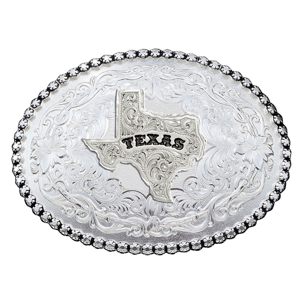 image of Antiqued Silver 6189 Series Texas State Western Belt Buckle