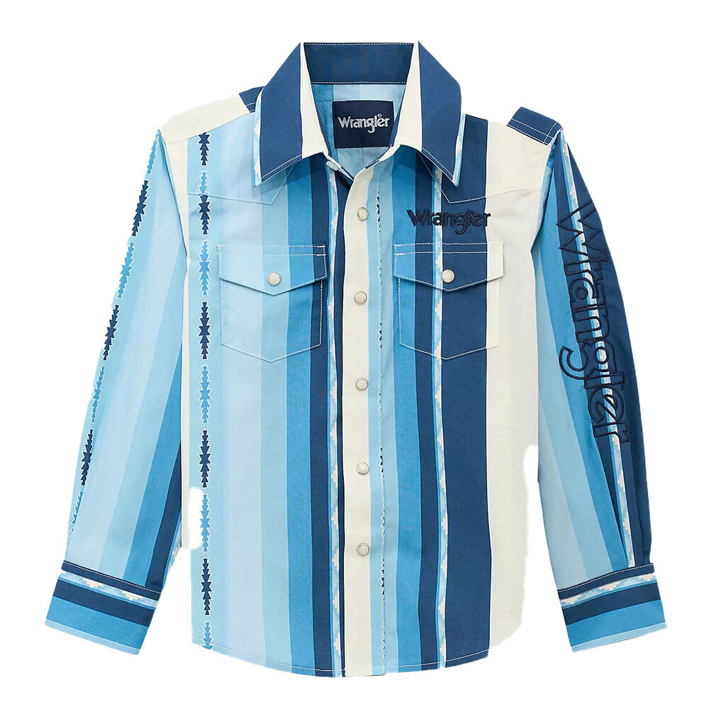image of Boys' Logo Stripes Long Sleeve Snap Shirt