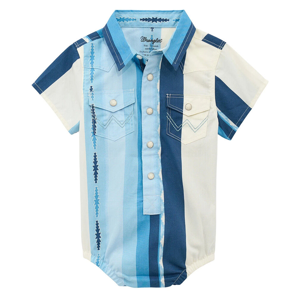 image of Infant Multi Stripe Short Sleeve Snap Bodysuit