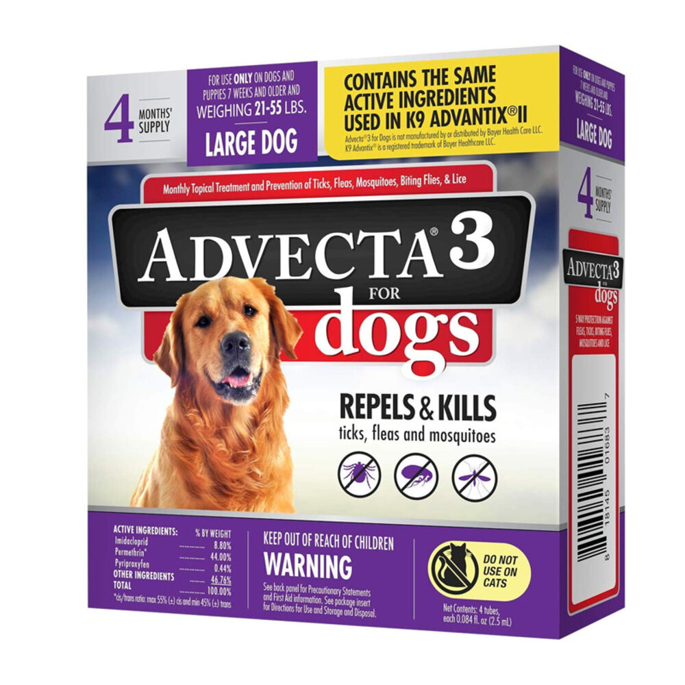 image of Flea & Tick Topical Treatment, Flea & Tick Control for Dogs, 4 Month Supply, Large Dog