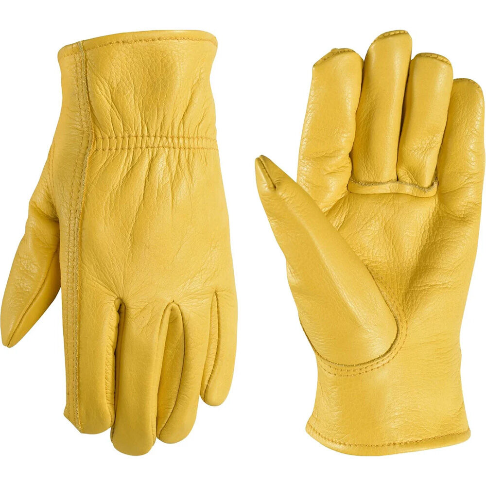 image of Kid's Cowhide Leather Shirred Wrist Gloves, Ages 3-6