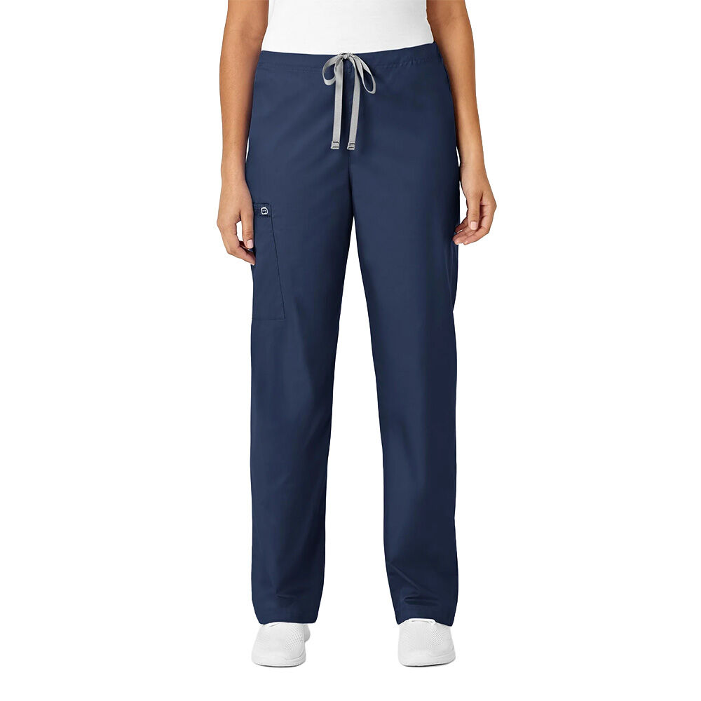 image of Unisex Drawstring Low Rise Stright Leg Cargo Scrub Pant, Navy

