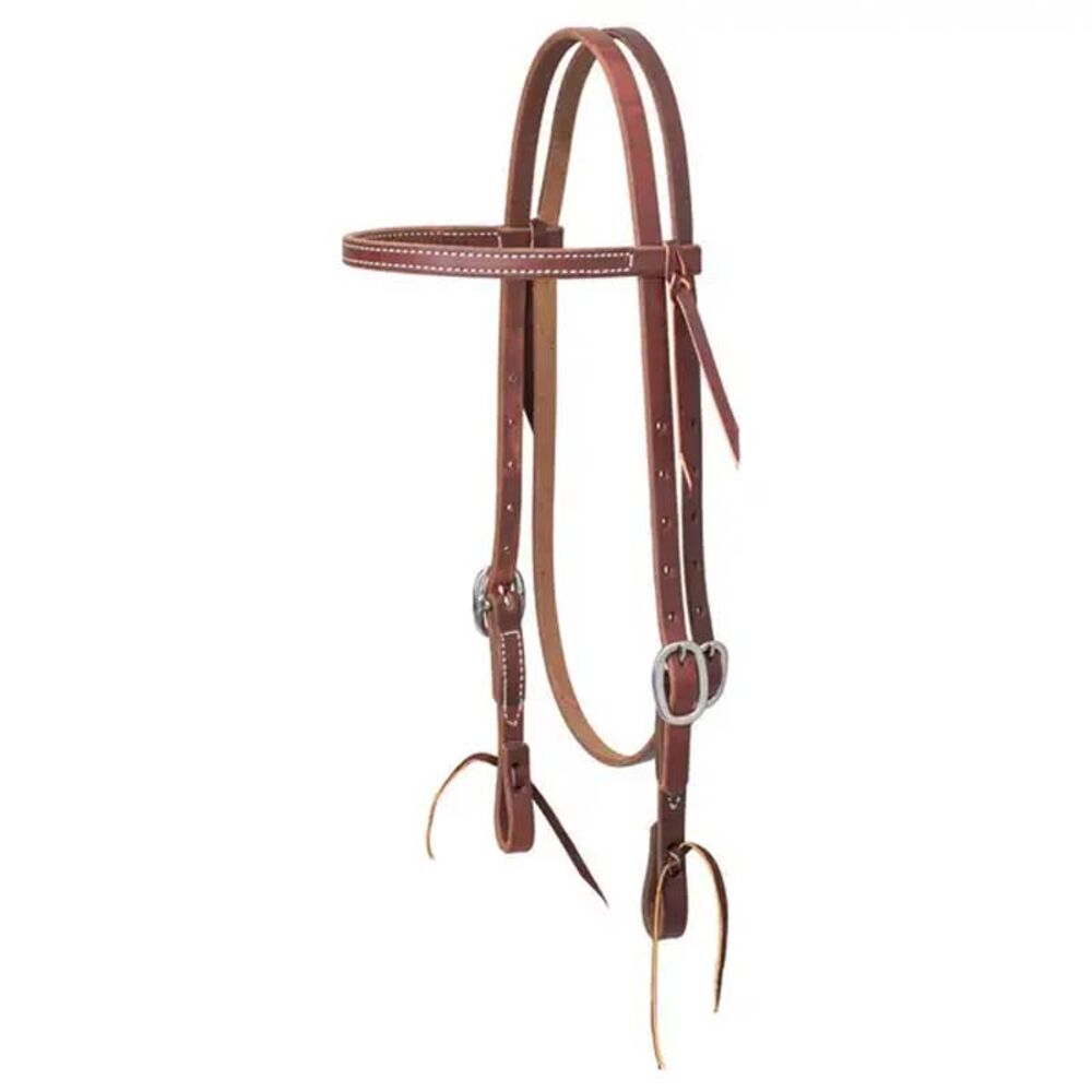 image of Working Tack Single-Ply Straight Browband Headstall with Tie Ends