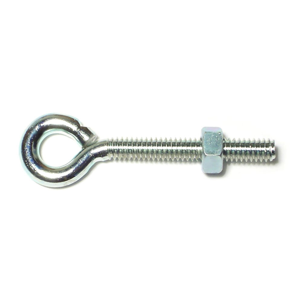 image of Eye Bolts with Nuts, 1/4-20 x 2-5/8, Zinc, 1-Piece