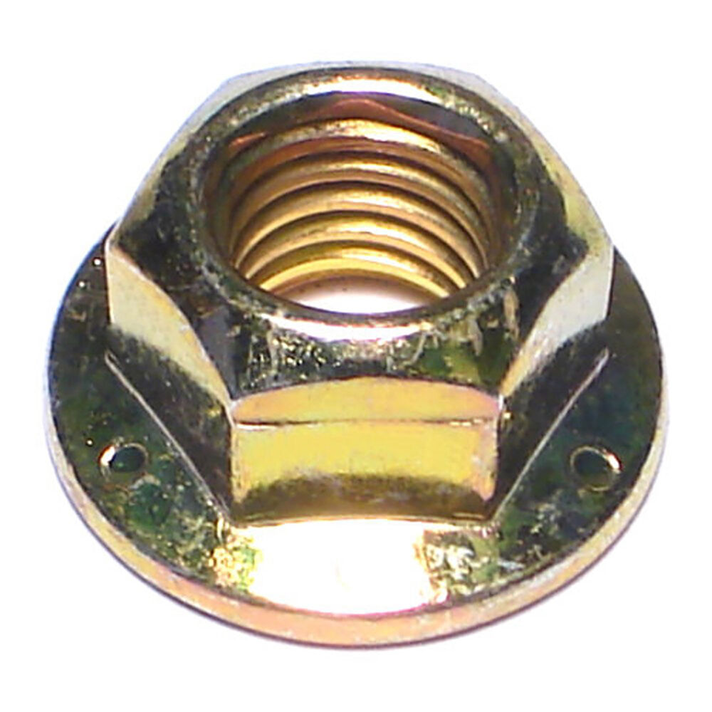image of Grade 8 Hex Flange Lock Nuts, 3/8-16, Yellow Zinc, 1-Piece