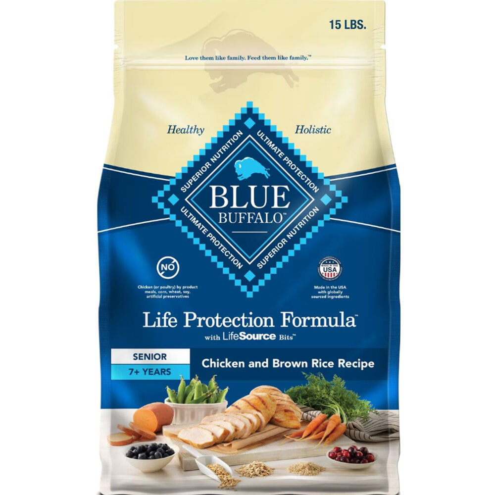 image of BLUE Life Protection Senior Chicken and Brown Rice, 15 lbs