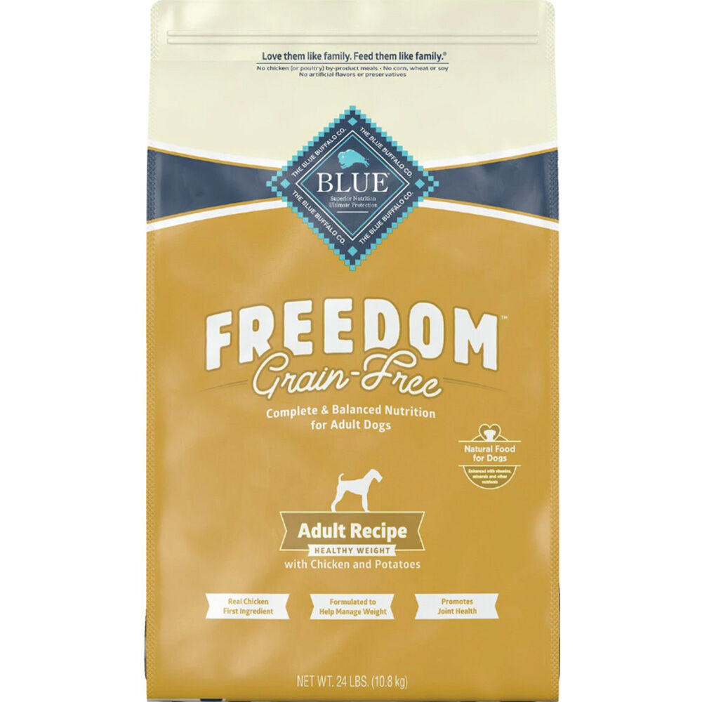 image of BLUE Freedom Adult Dog Dry Food Healthy Weight Chicken Recipe, 24 lb