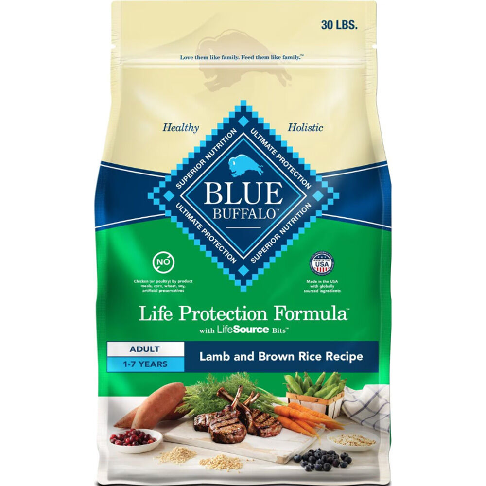 image of BLUE Life Protection Formula Adult Dog Dry Food Lamb and Brown Rice, 30 lbs
