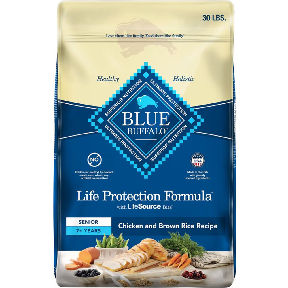 image of BLUE Life Protection Senior Chicken and Brown Rice, 30 lbs