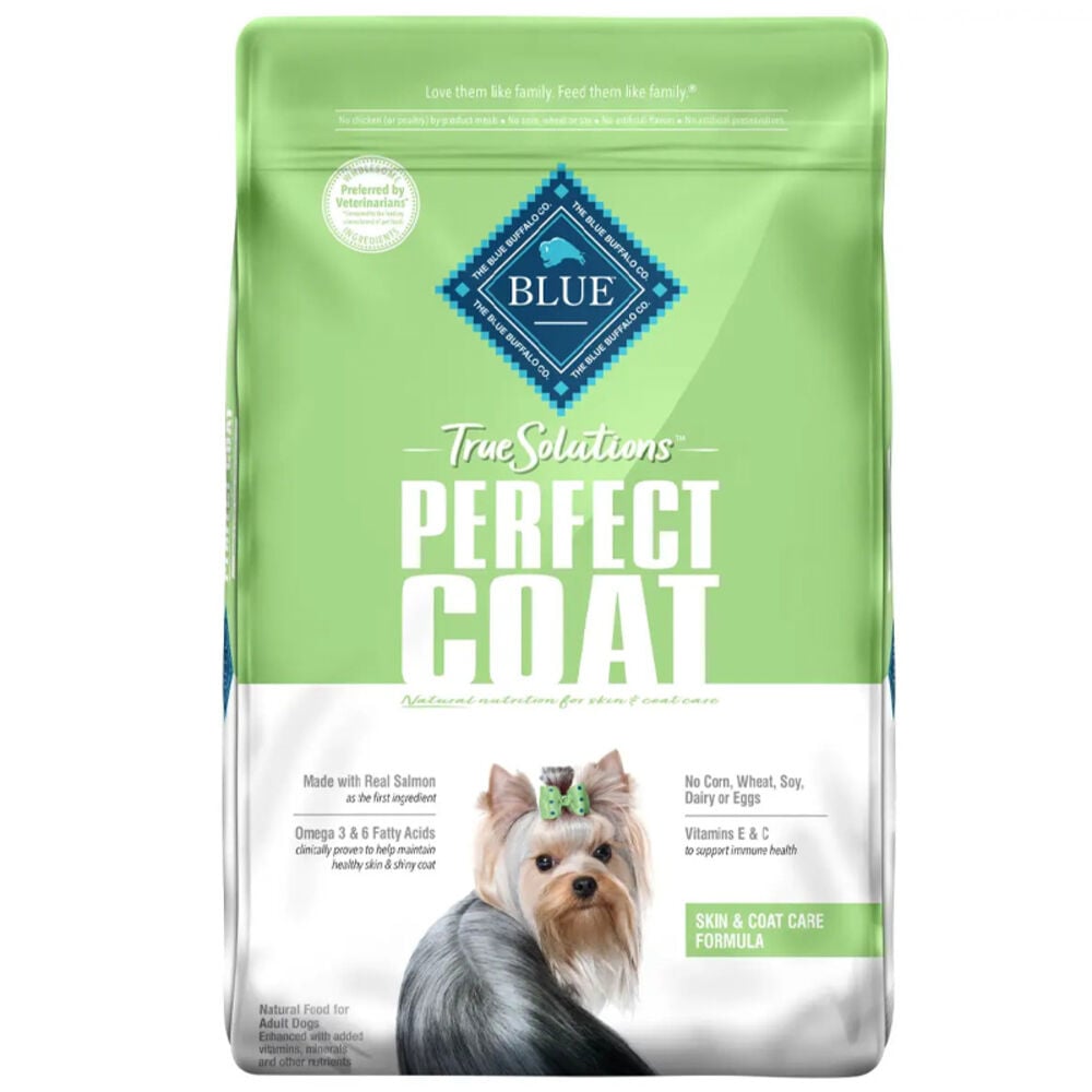 image of BLUE True Solutions Perfect Coat Natural Skin & Coat Care Salmon Recipe Adult Dry Dog Food