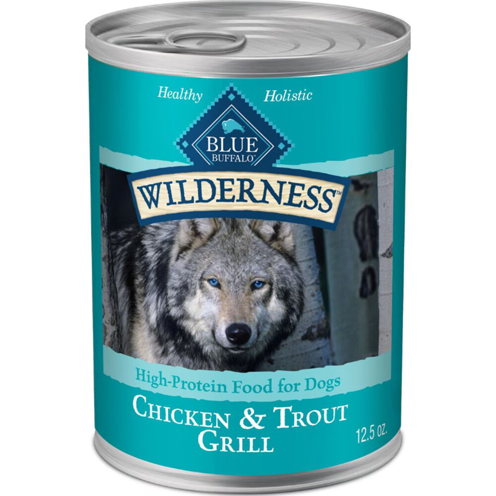 image of BLUE Wilderness Wet Dog Food Trout and Chicken Grill, 12.5 oz