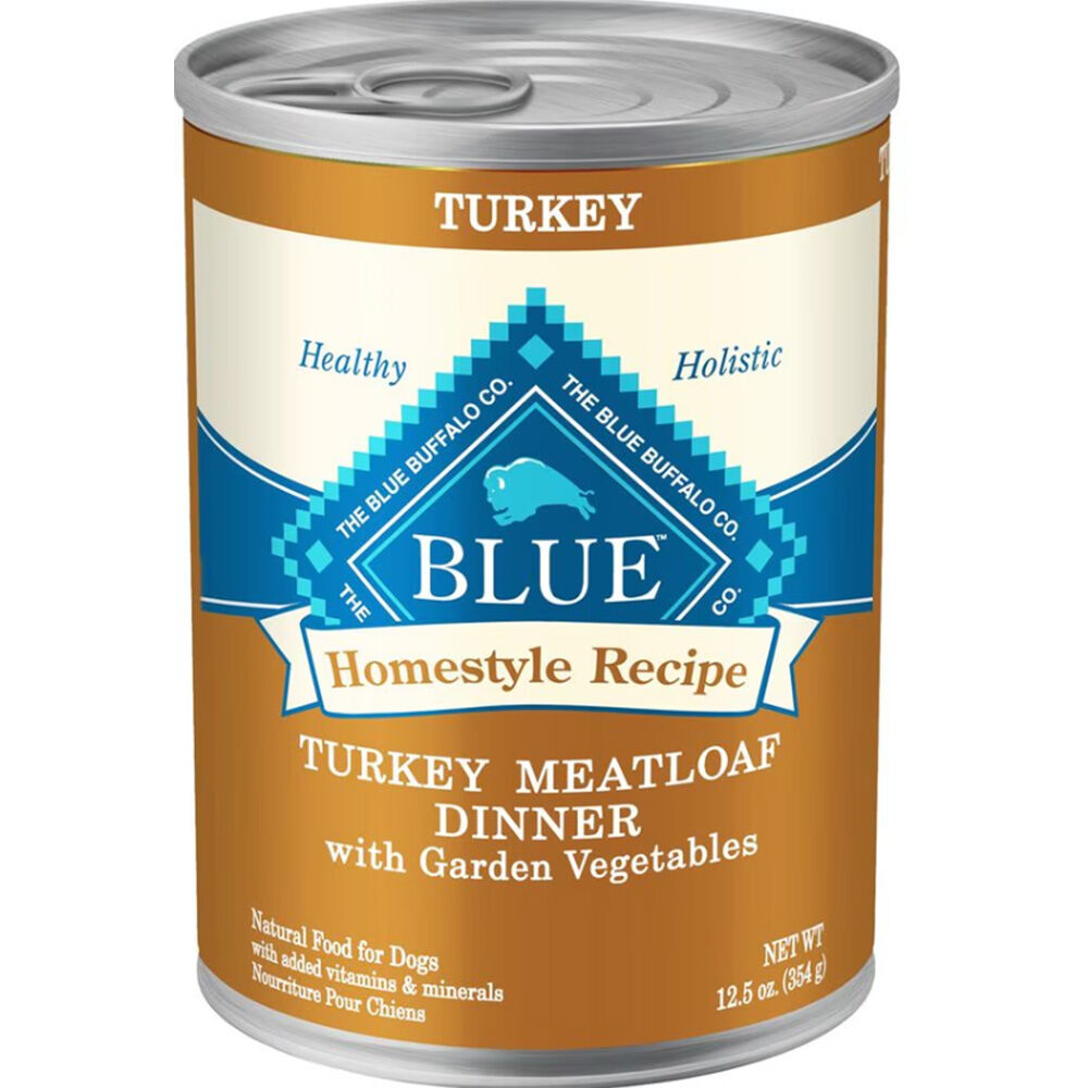 image of BLUE Homestyle Recipe Wet Dog Food Turkey Meatloaf Dinner with Garden Vegetables, 12.5 oz