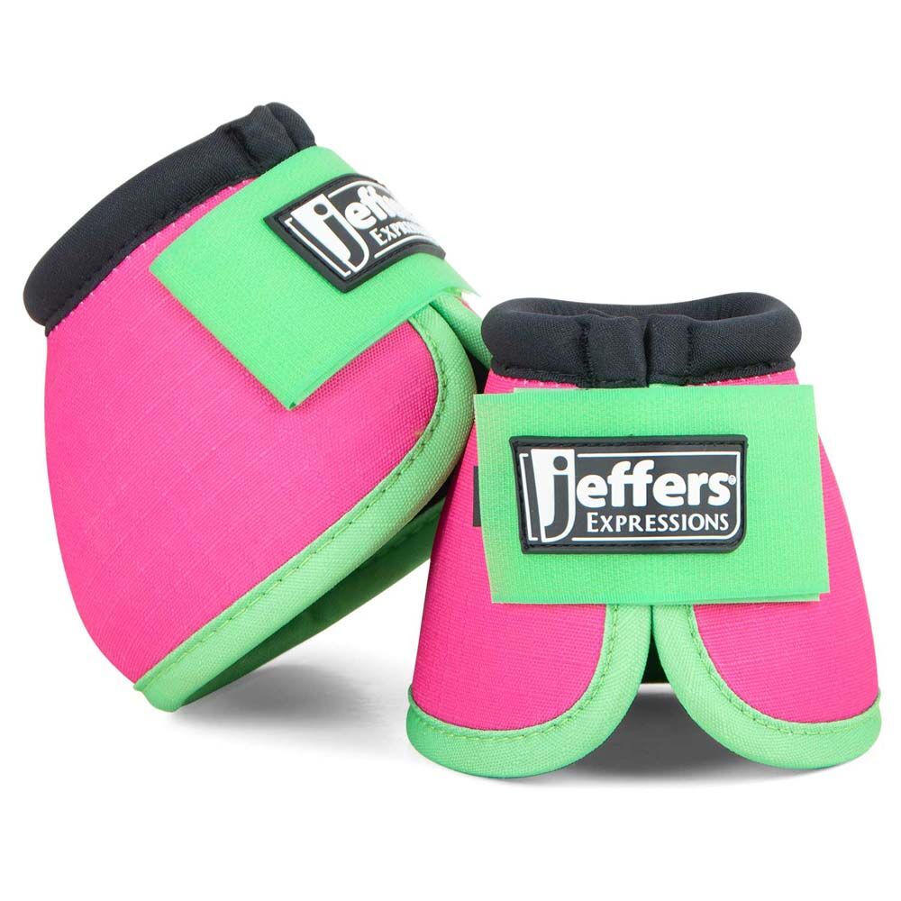 image of Expression No -Turn Bell Boots for Horses - Pair - Pink/Lime - Medium