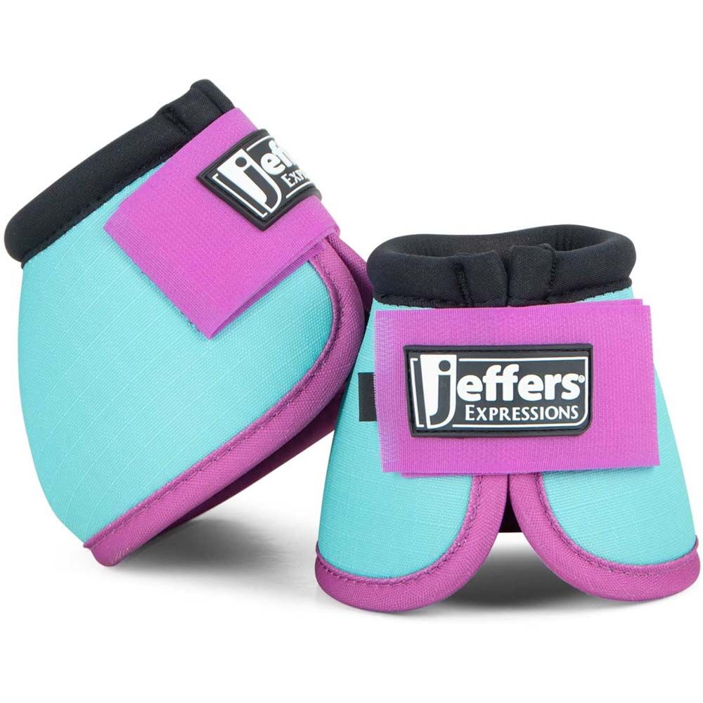 image of Expression No -Turn Bell Boots for Horses - Pair - Turquoise/Purple - Medium