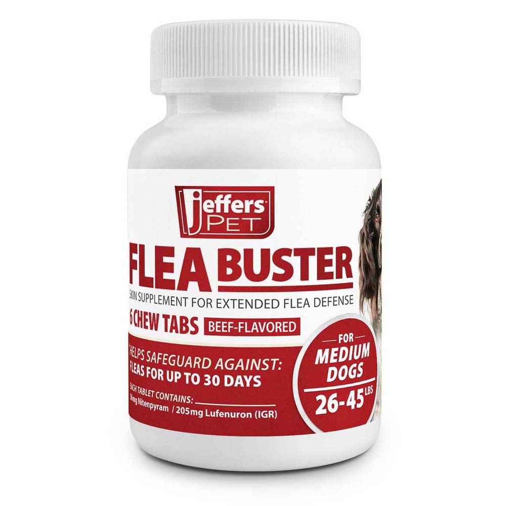 image of Pet Flea Buster Chewable Tablets for Medium Dogs 2,10lbs, Beef Flavor 6 Count