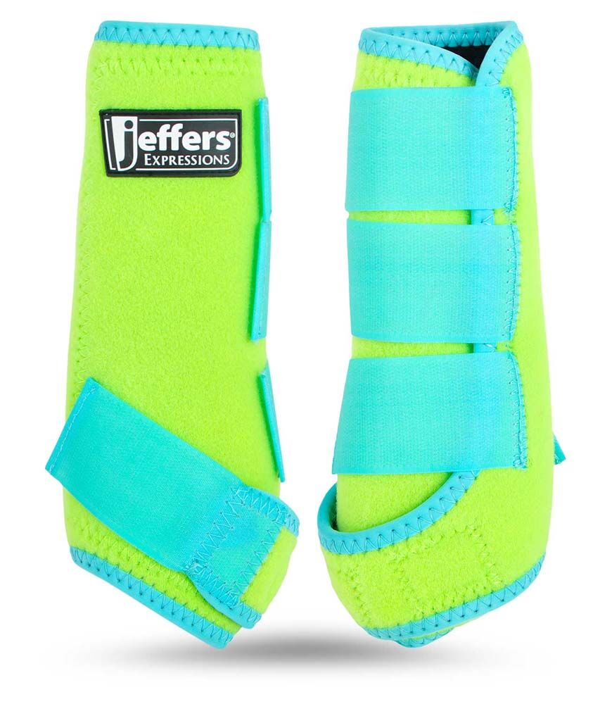 image of Protective Horse Boots - Pair - Lime/Turq - Small