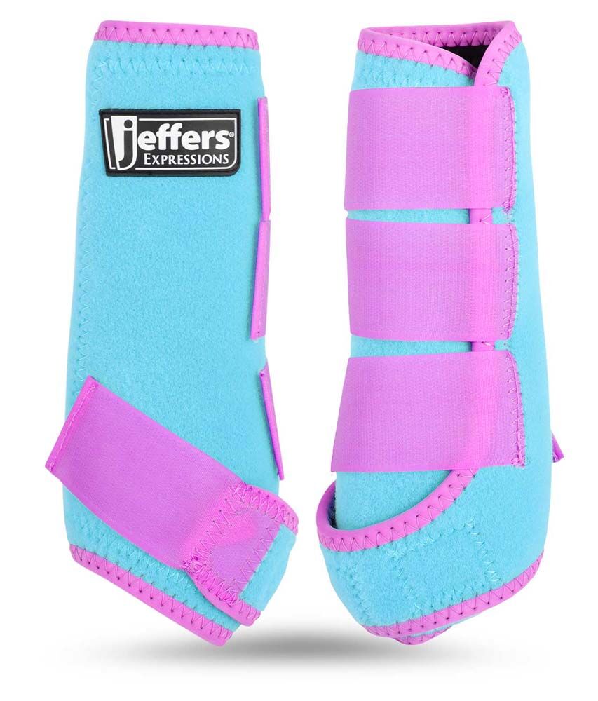 image of Protective Horse Boots - Pair - Turq/Purple - Medium