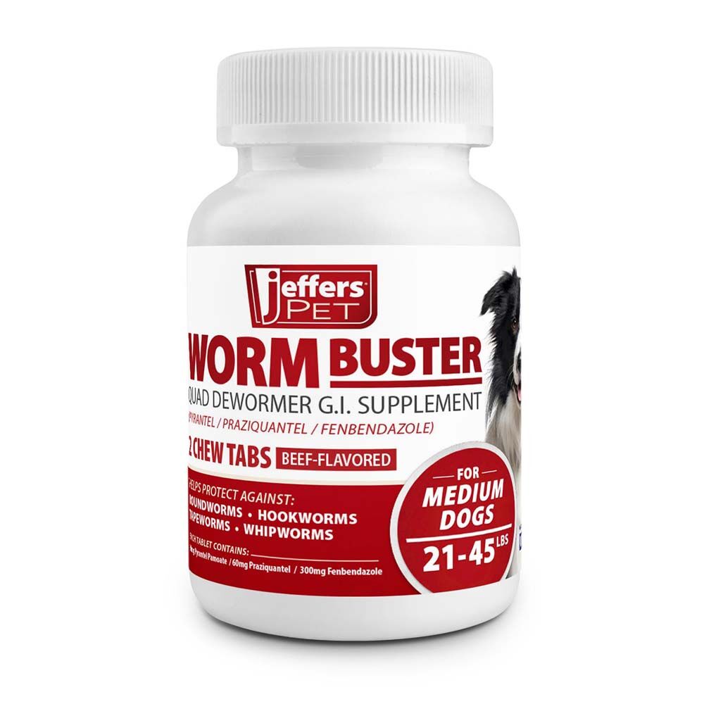 image of Worm Buster Dog Dewormer Tablets for Medium,sized Dogs, 2 Count