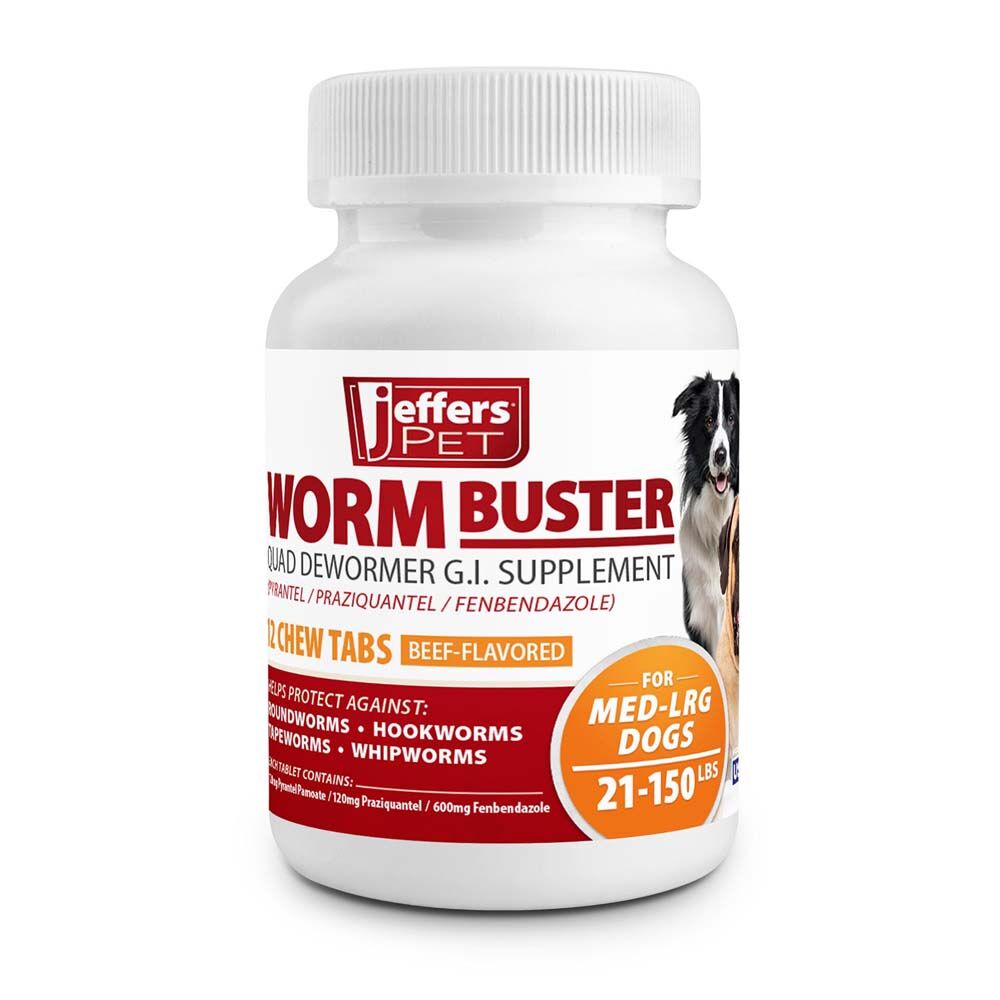 image of Worm Buster Dog Dewormer Tablets for Medium to Large Dogs, 12 Count