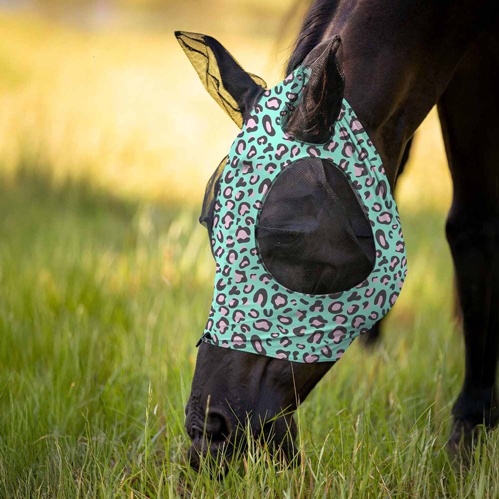 image of Expression Lycra Horse Fly Mask with Ears - Party Cheetah - Full