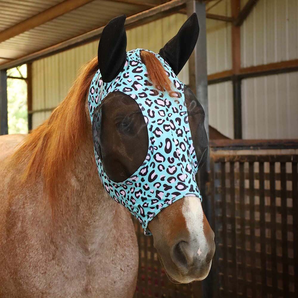 image of Expression Lycra Horse Fly Mask with Ears - Party Cheetah - Oversize