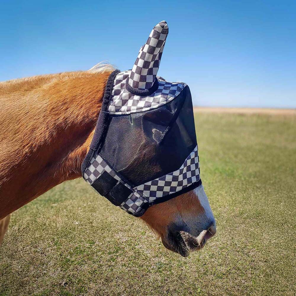 image of Expression Deluxe Mesh Fly Mask with Ears - Skater Cowgirl - Cob