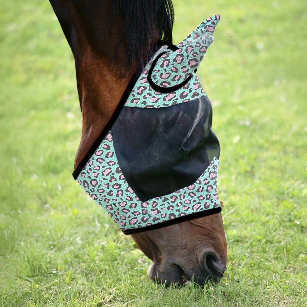 image of Expression Deluxe Mesh Fly Mask with Ears - Party Cheetah - Full