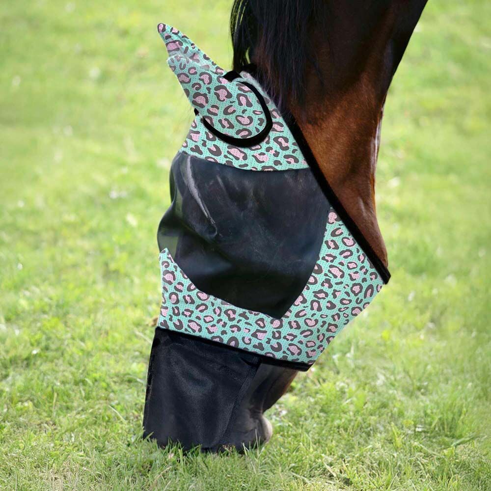 image of Expression Deluxe Mesh Fly Mask with Ears and Nose - Party Cheetah - Cob