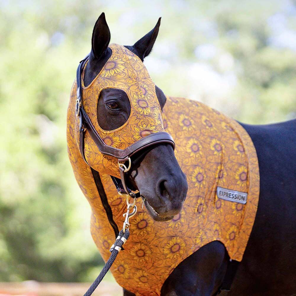 image of Expression Lycra Hood for Horses - Bloomin' Toolin' - Full