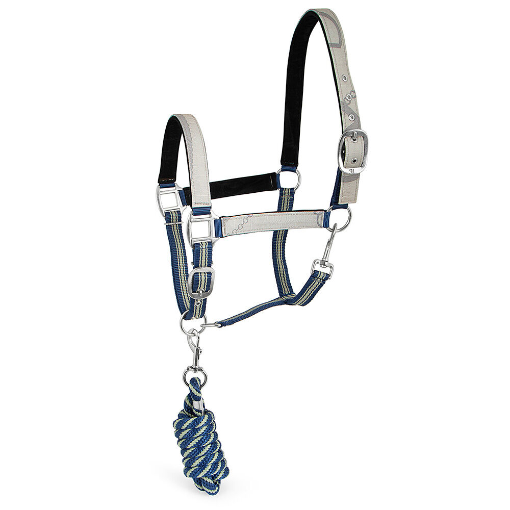 image of Poplar Head Nylon Horse Halter & Lead Matching Set, Latte Snaffles & Irons, Full
