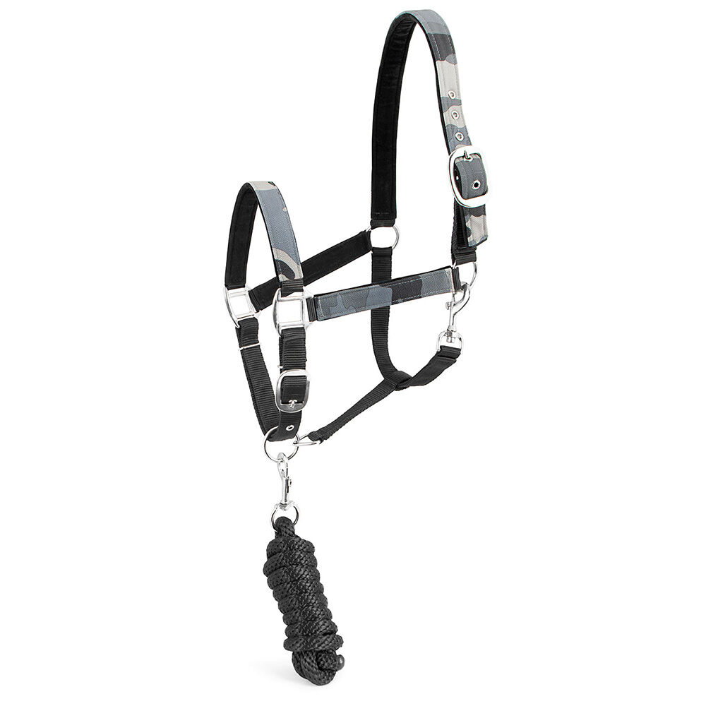 image of Poplar Head Nylon Horse Halter & Lead Matching Set - Urban Camo - Full