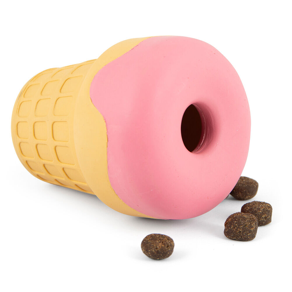 image of Ice Cream Cone Natural Rubber Stuffable Treat Dispensing Dental Dog Chew Toy, Small