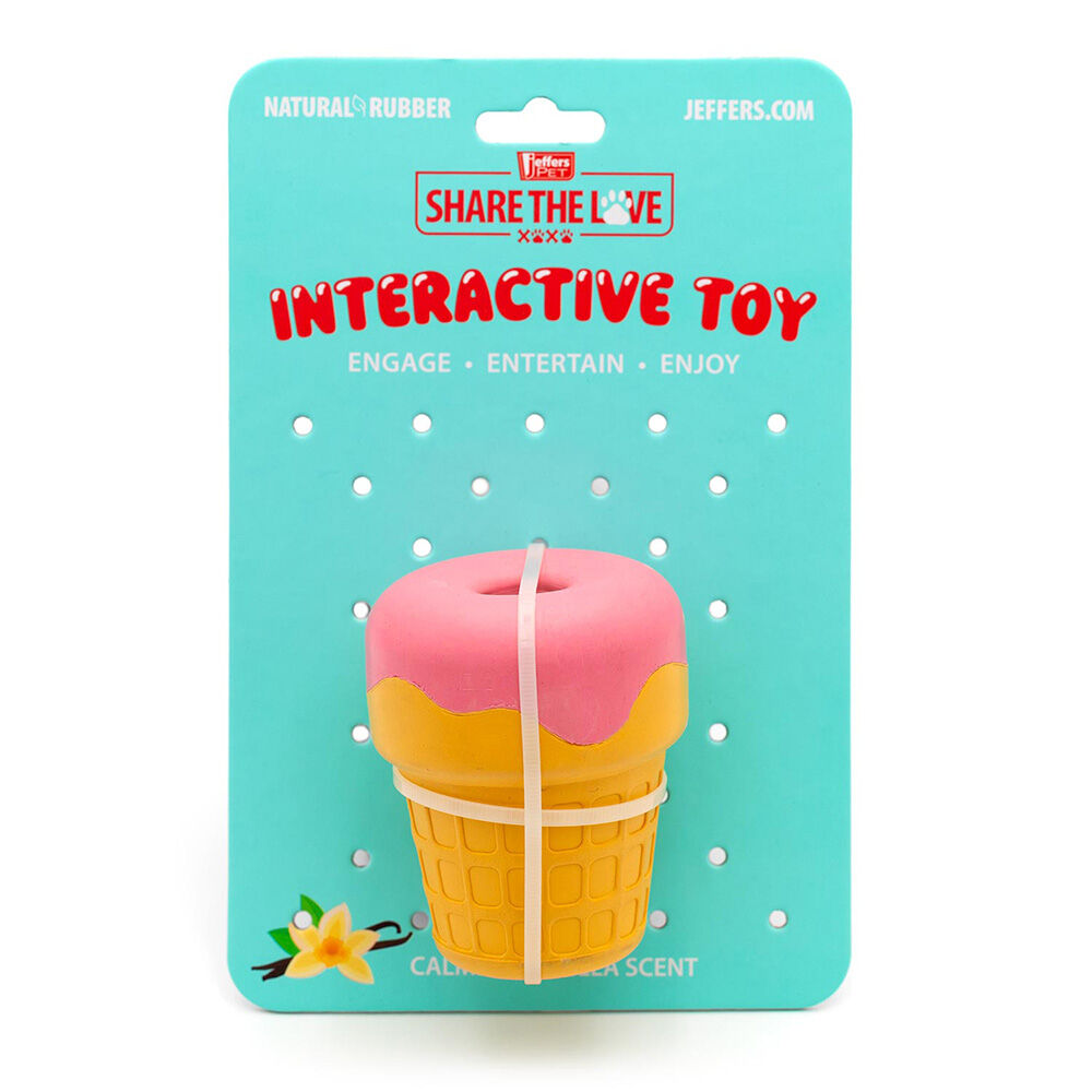 image of Ice Cream Cone Natural Rubber Stuffable Treat Dispensing Dental Dog Chew Toy, Medium