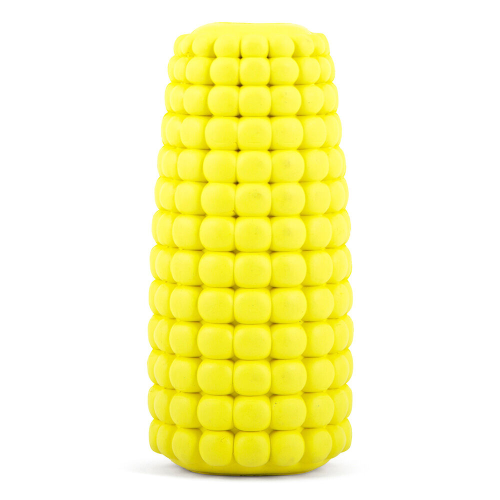 image of Corn Cob Natural Rubber Stuffable Treat Dispenser Dog Dental Chew Toy, Medium