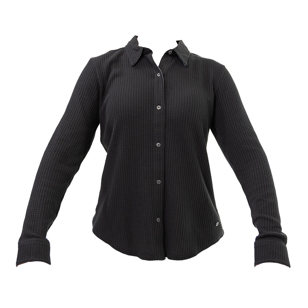 image of Women's Knit Tug-Free Button Down Long Sleeve Shirt