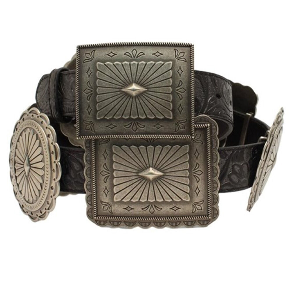 image of Women's Belt- Embossed with Oval Rectangle Concho