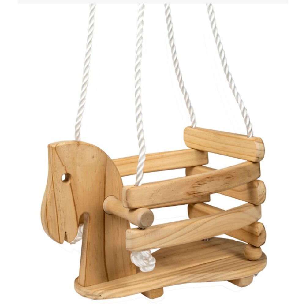 image of Wooden Horse Shaped Infant Swing
