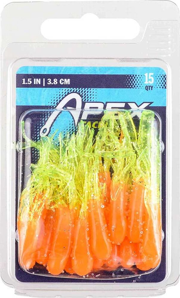 image of Orange/Chartreuse Glitter 1.5 in Mini-Tube Fishing Lures, 15 pk