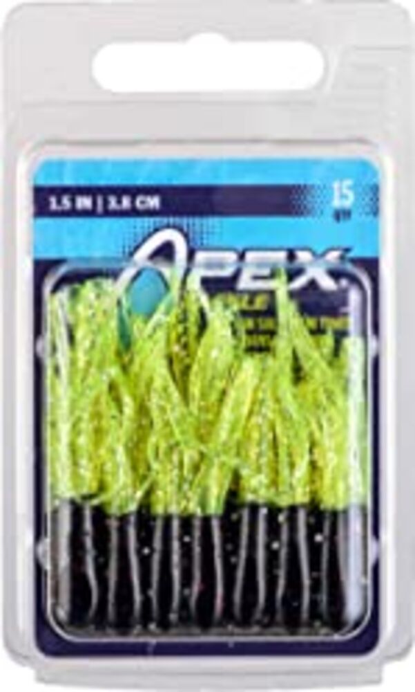 image of SLT Mini-Tube Fishing Lures, 1.5 in, Black/Chartreuse, 15 ct
