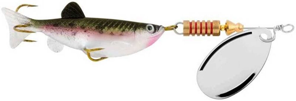 image of Silver/Rainbow Trout #1 Mini Spinner Fishing Lure, 1/6 oz