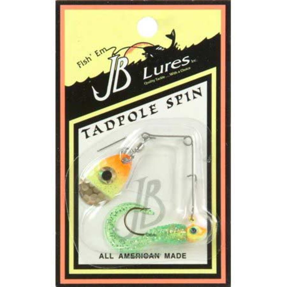 image of Tadpole Jig Spinner Fishing Lure, 1/8 oz, Orange Chartreuse