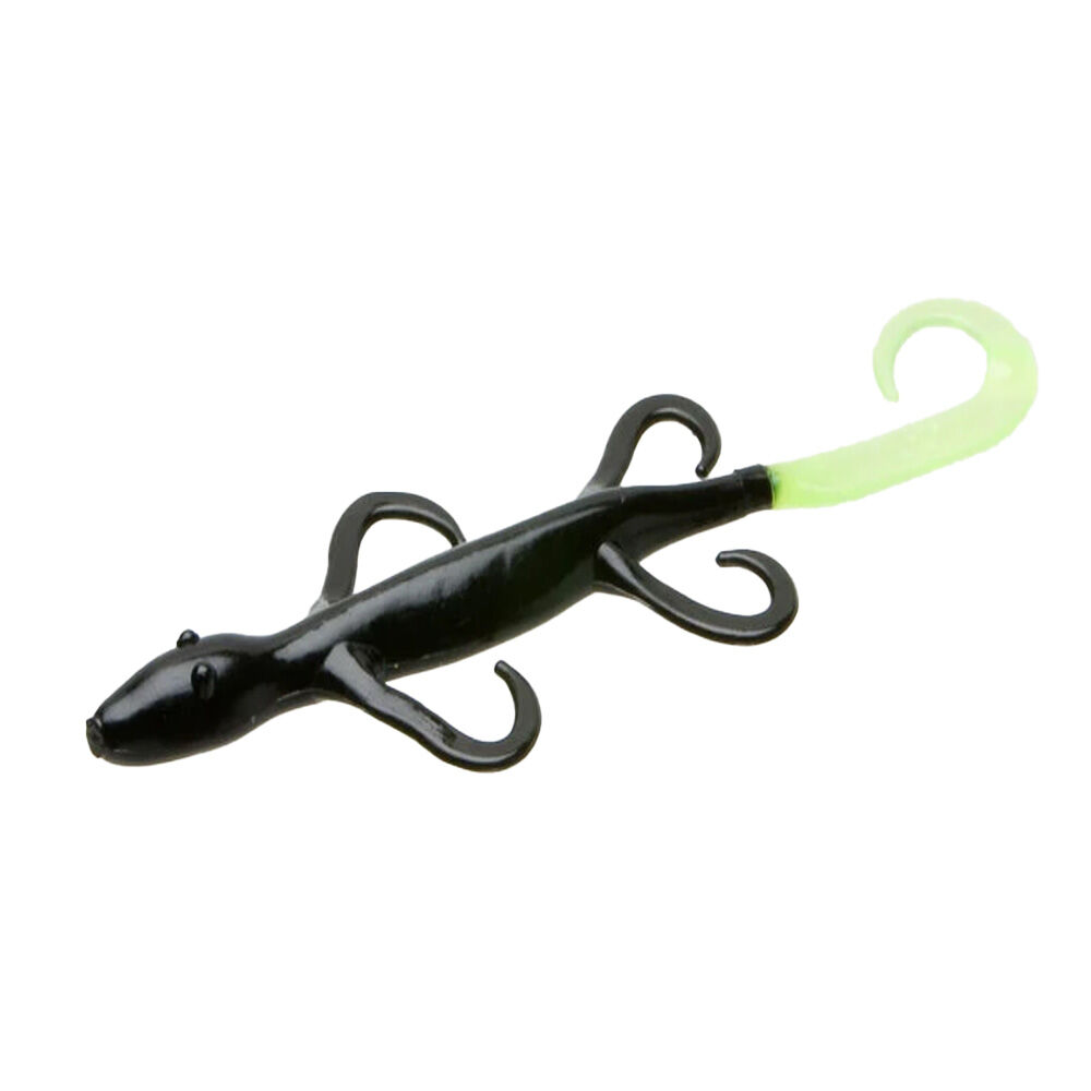image of 6 in Lizard Fishing Lure, Black Chartreuse, 9 pk