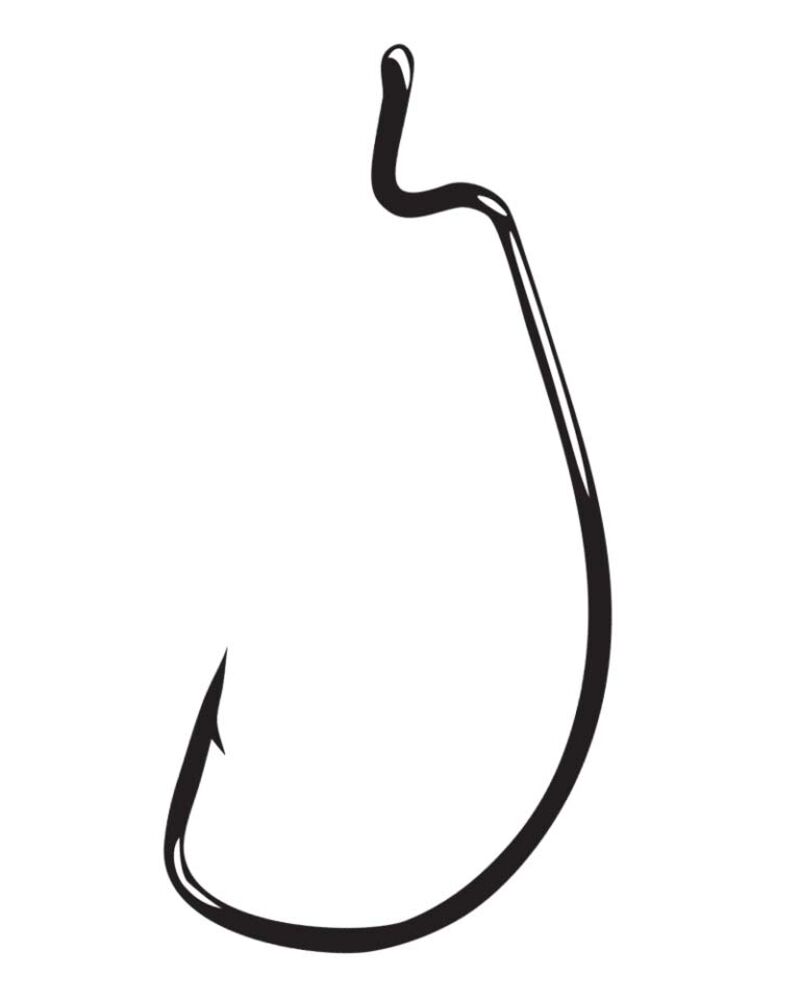 image of Black EWG Offset Shank Worm Hook, #2/0, 6 pack