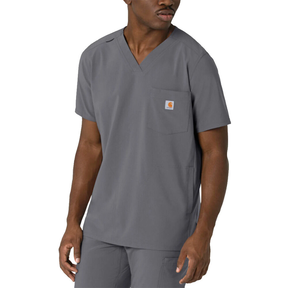 image of Men's Scrub Top- Cross-Flex, Three Pocket, Pewter