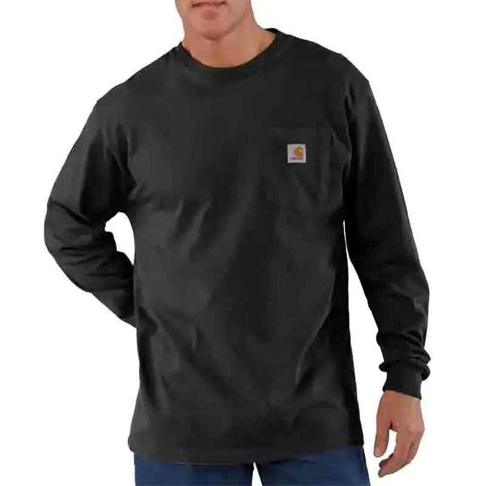 image of Men's Workwear Long-Sleeve Pocket Tee, Black