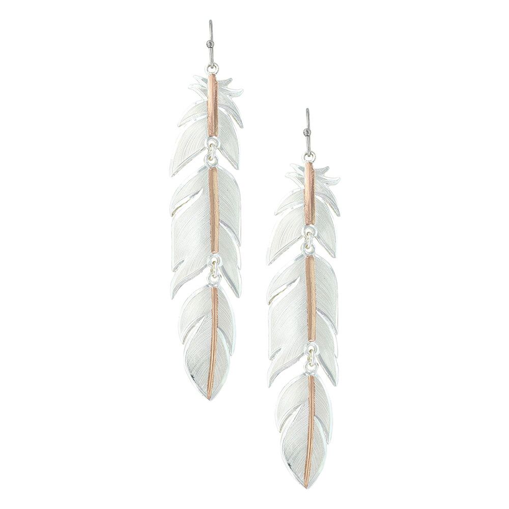 image of Rose Gold Plume Feather Earrings