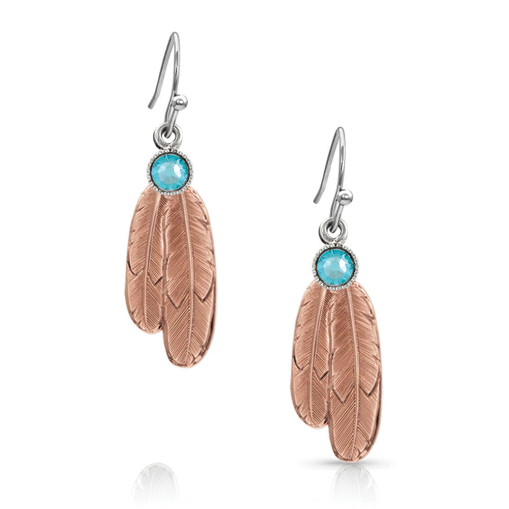 image of Gift of Rose Gold Freedom Feather Earrings