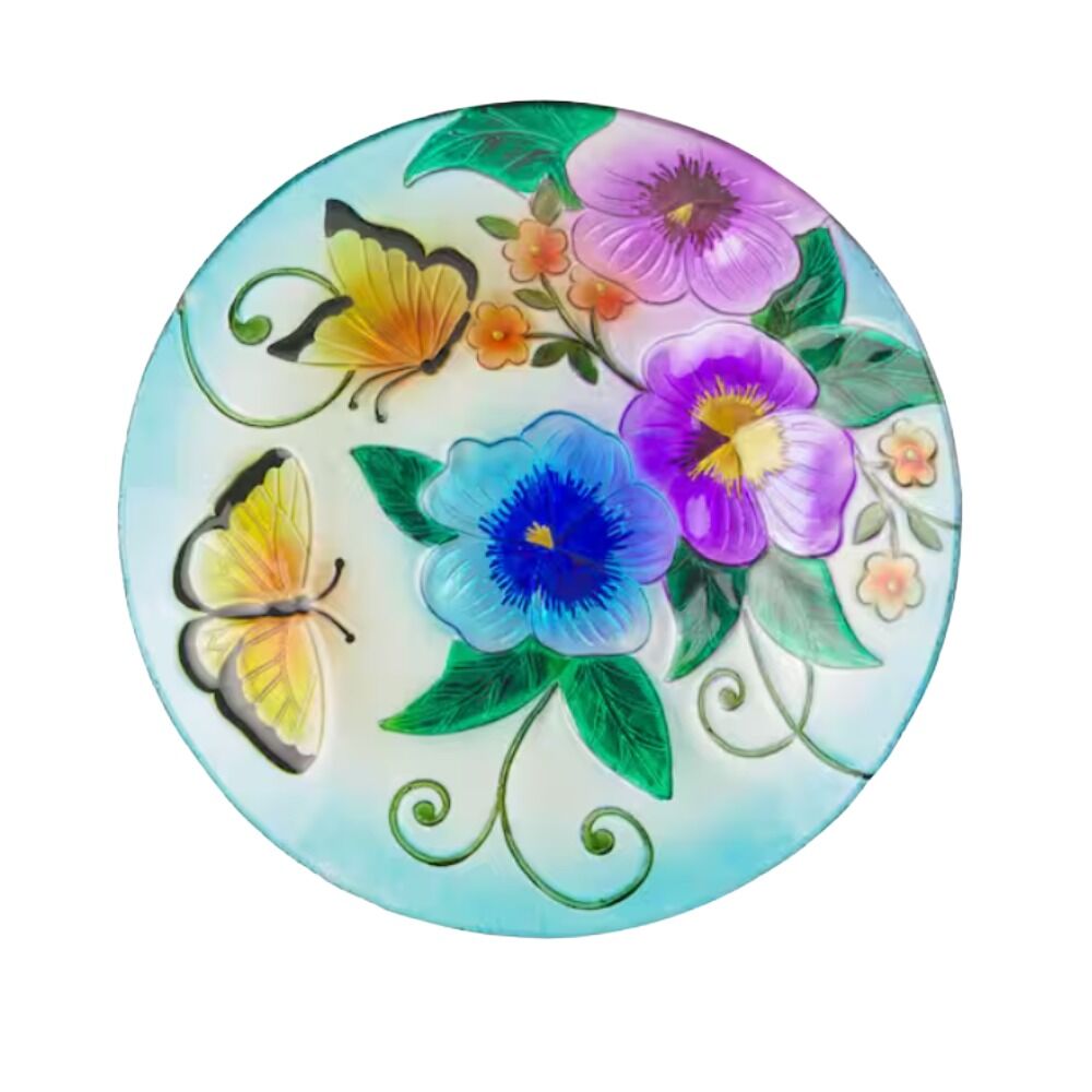 image of Glass Flowers BirdBath, 18 in